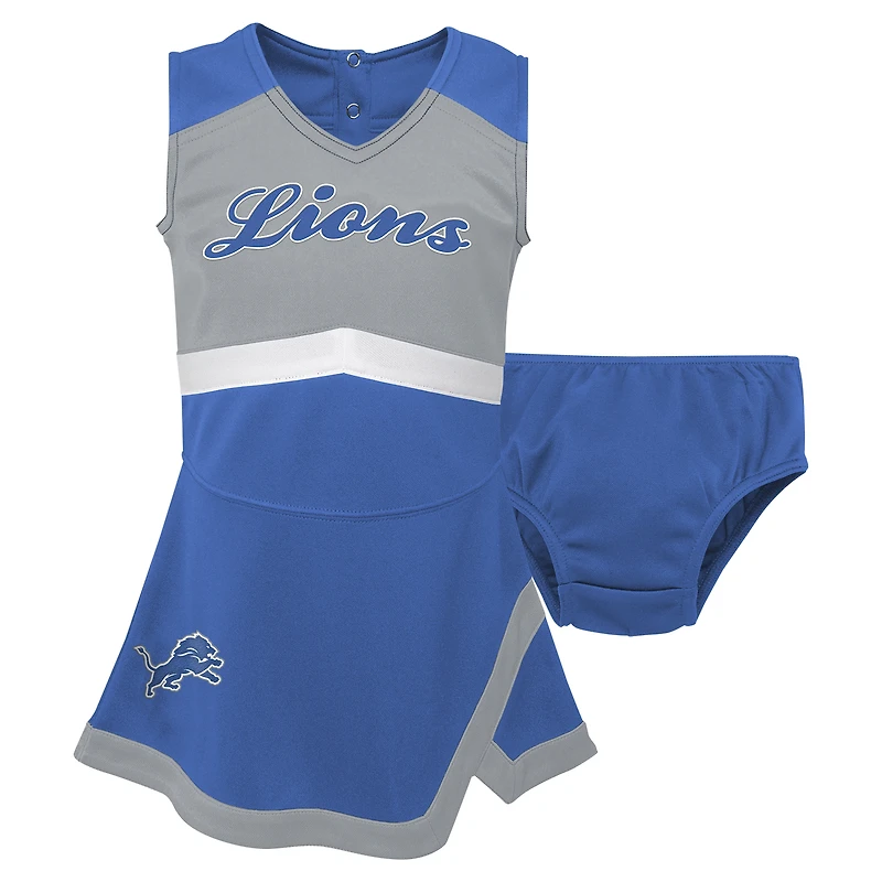Girls Infant Blue Detroit Lions Cheer Captain Jumper Dress