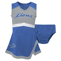 Girls Infant Blue Detroit Lions Cheer Captain Jumper Dress