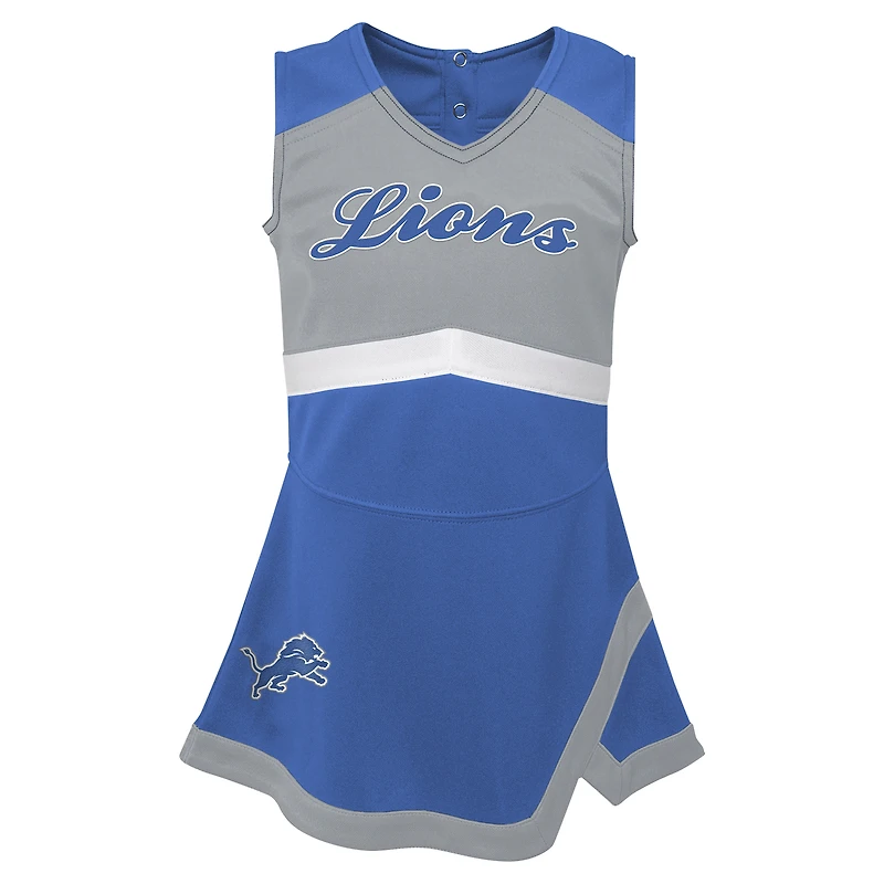 Girls Infant Blue Detroit Lions Cheer Captain Jumper Dress