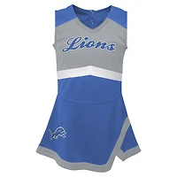 Girls Infant Blue Detroit Lions Cheer Captain Jumper Dress