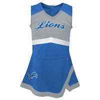 Robe pull 2 ​​pièces Cheer Captain bleue avec bloomers pour filles d'âge préscolaire des Detroit Lions