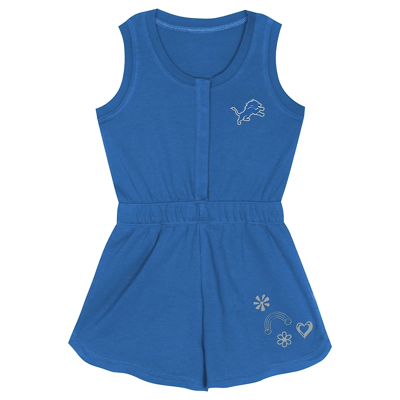 Girls Toddler Blue Detroit Lions Super Girl Romper
