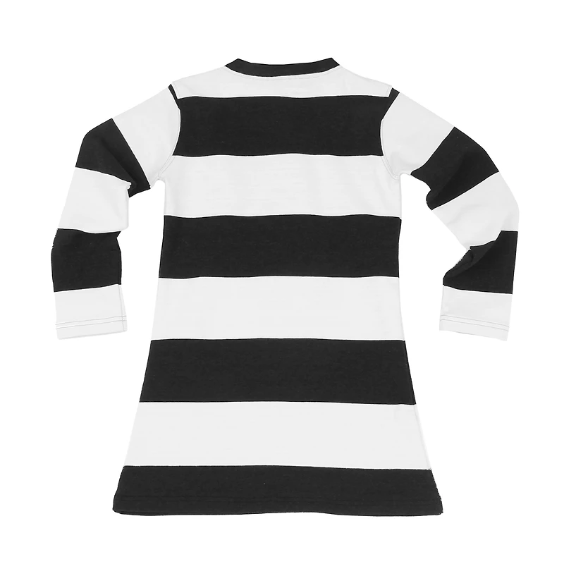 Robe de rugby à manches longues en mélange trois matières pour petites filles Wes & Willy Detroit Lions, noire et blanche