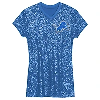 Robe à col en V sequins bleue pour jeunes filles Aidan Hutchinson des Lions de Detroit avec nom et numéro joueur