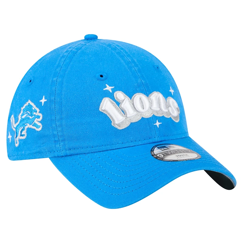 Girls Youth New Era  Blue Detroit Lions Cheer 9TWENTY Adjustable Hat