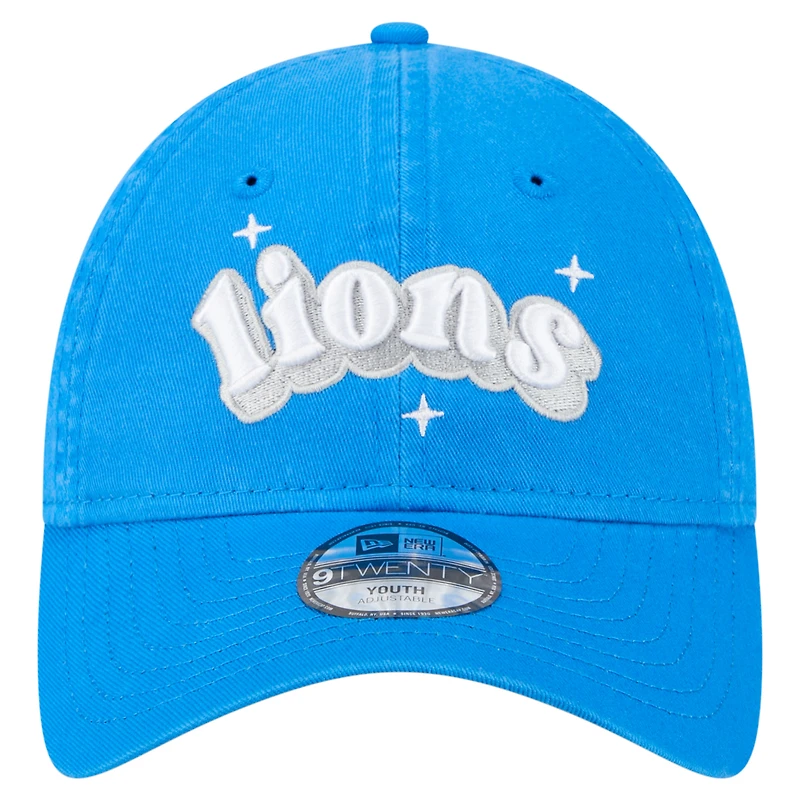 Girls Youth New Era  Blue Detroit Lions Cheer 9TWENTY Adjustable Hat