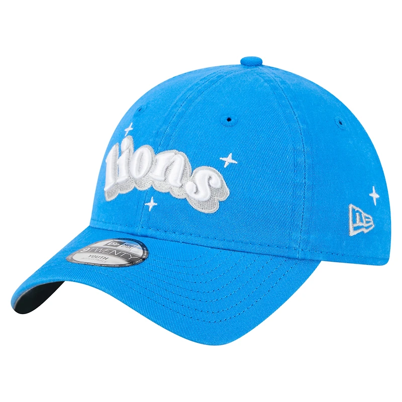Girls Youth New Era  Blue Detroit Lions Cheer 9TWENTY Adjustable Hat