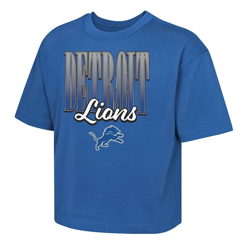 T-shirt bleu pour jeunes filles Outerstuff des Lions de Détroit Big City Boxy