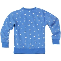 Girls Youth Wes & Willy  Blue Detroit Lions Shimmer Star Reverse Fleece Pullover Sweatshirt