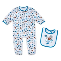Infant & Newborn WEAR by Erin Andrews Detroit Lions Holiday Full-Zip Sleeper Bib Set