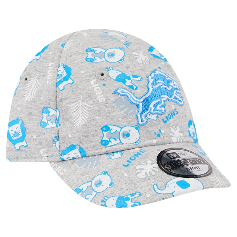 Infant New Era  Gray Detroit Lions Animal 9TWENTY Adjustable Hat