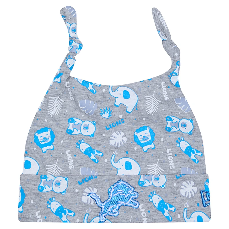Bonnet en tricot à revers pour bébé New Era gris Detroit Lions Animal