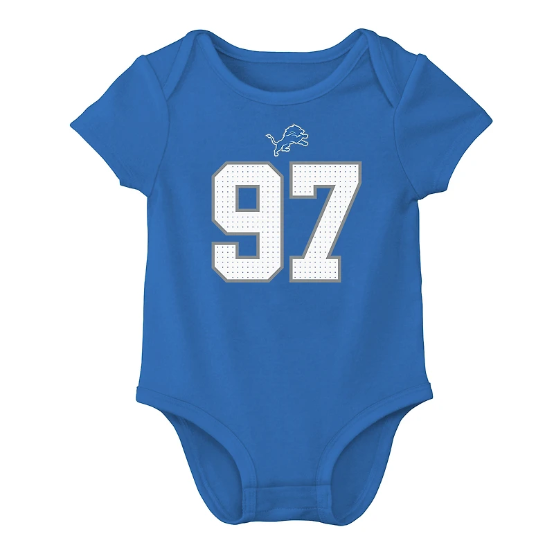 Infant Nike Aidan Hutchinson Blue Detroit Lions Name & Number Bodysuit