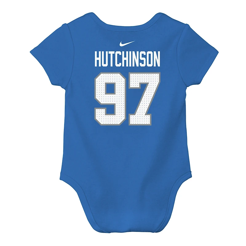Infant Nike Aidan Hutchinson Blue Detroit Lions Name & Number Bodysuit
