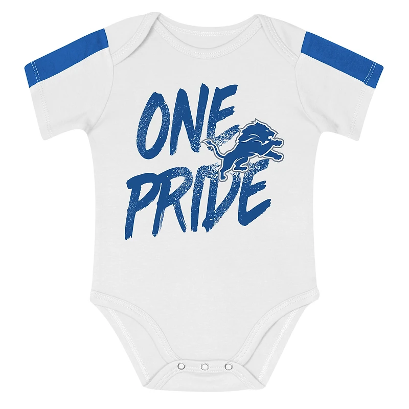 Ensemble 3 pièces pour bébé Outerstuff bleu/blanc Detroit Lions Double Down avec body et pantalon