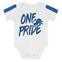 Ensemble 3 pièces pour bébé Outerstuff bleu/blanc Detroit Lions Double Down avec body et pantalon