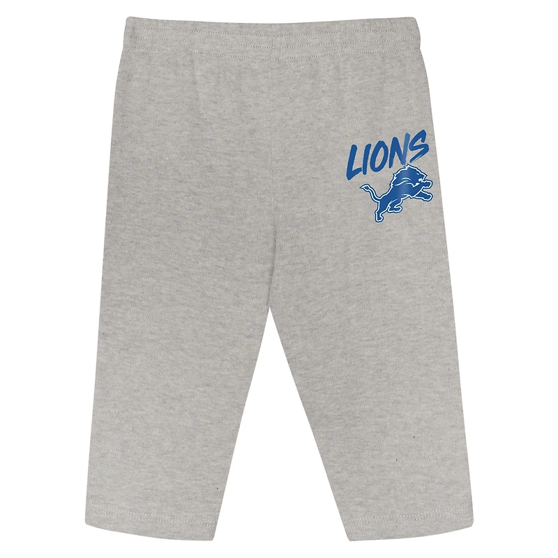 Ensemble 3 pièces pour bébé Outerstuff bleu/blanc Detroit Lions Double Down avec body et pantalon