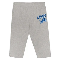 Ensemble 3 pièces pour bébé Outerstuff bleu/blanc Detroit Lions Double Down avec body et pantalon