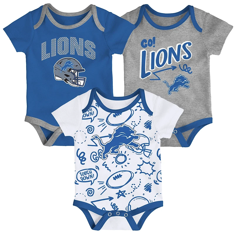 Infant Outerstuff  Detroit Lions All Day Play Three-Piece Bodysuit Set