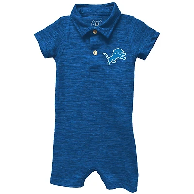 Infant Wes & Willy Blue Detroit Lions Short Leg Cloudy Yarn Polo Bodysuit