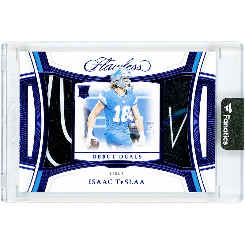 Isaac TeSlaa Detroit Lions 2025 Panini Flawless Purple Debut Duals Dual-Color Glove Relics #DD-ITA #1/5 Rookie Card