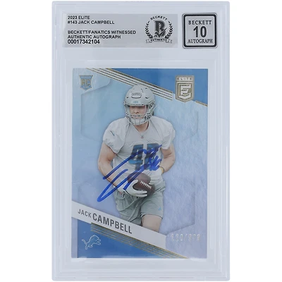Jack Campbell Detroit Lions Autographed 2023 Panini Donruss Elite #143 #/999 Beckett Fanatics Witnessed Authenticated 10 Rookie Card 