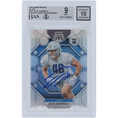 Jack Campbell Detroit Lions Autographed 2023 Panini Mosaic Silver #323 Beckett Fanatics Witnessed Authenticated 9/10 Rookie Card 