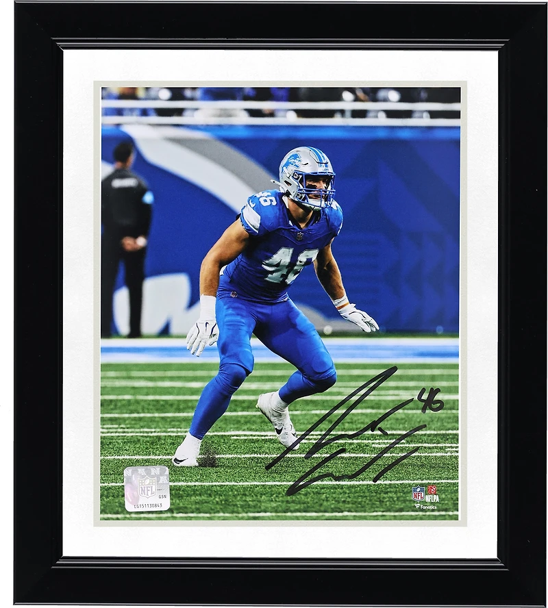 Photo dédicacée de Jack Campbell (Detroit Lions) - Format 8" x 10" - en position défensive