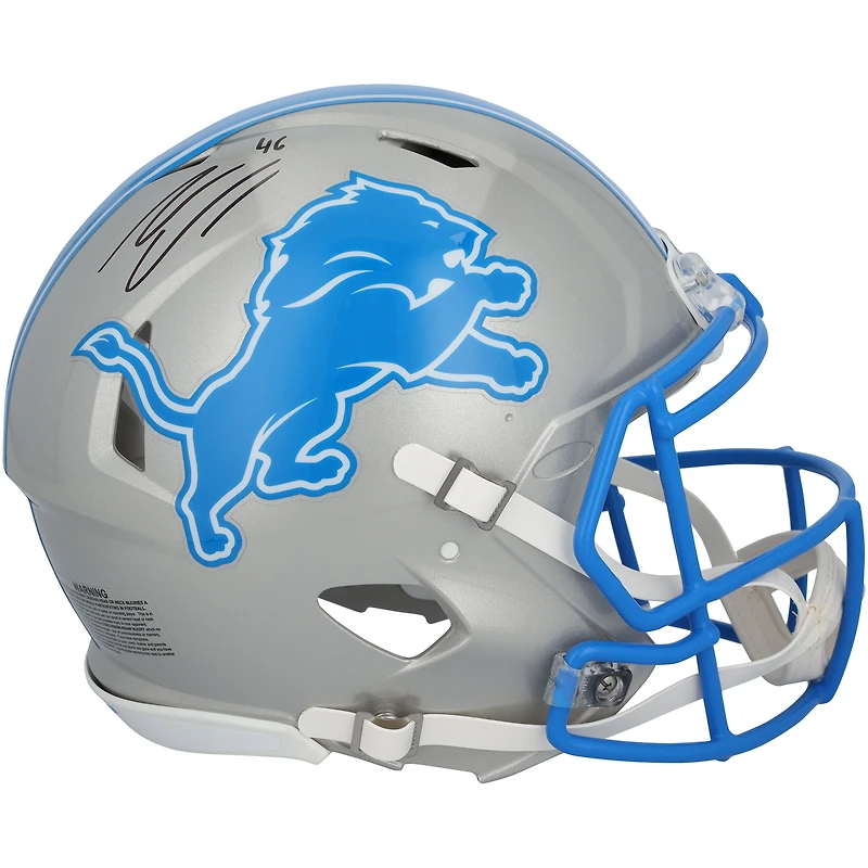 Casque Riddell Speed 2024 authentique autographié par Jack Campbell des Detroit Lions