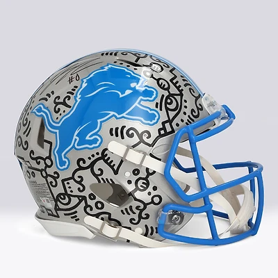 Jahmyr Gibbs Detroit Lions Autographed 2024 Speed Authentic Helmet - Art by Alex Alpert - Limited Edition #1/1 - NF70445951