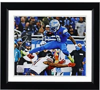 Jameson Williams Detroit Lions Autographed 8" x 10" Hurdle Over Bears Defender Photograph