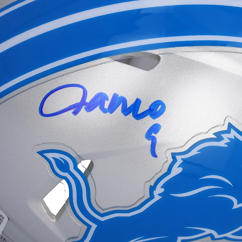 Casque Riddell Speed Mini autographié par Jameson Williams des Detroit Lions