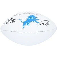 Ballon de football Franklin White Panel autographié par Jared Goff et Jahmyr Gibbs des Detroit Lions