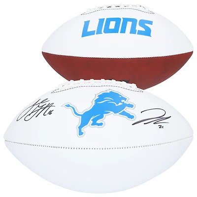 Jared Goff & Jahmyr Gibbs Detroit Lions Autographed Franklin White Panel Football