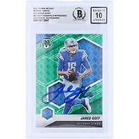Jared Goff Detroit Lions Autographed 2021 Panini Mosaic Green Mosaic Prizm #72 Beckett Fanatics Witnessed Authenticated 10 Card 
