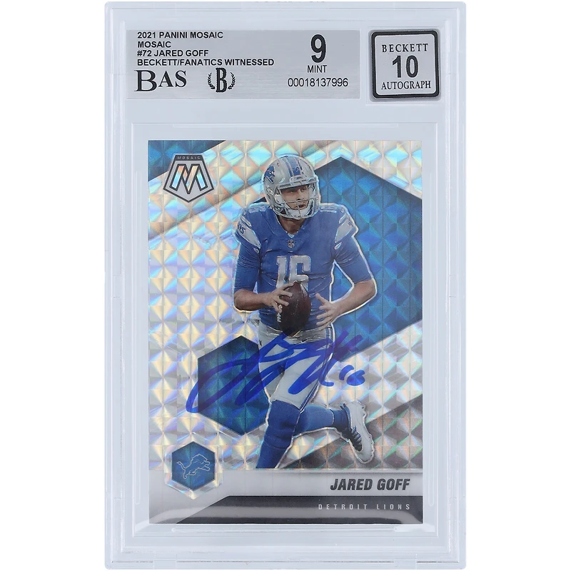 V106832 LION Jared Goff Detroit Lions Autographié 2021 Panini Mosaic Mosaic Prizm #72 Beckett Fanatics Witnessed Authentifié 9/10 Carte 16 Jared Goff AUT PAA CARTES À COLLECTIONNER 45839 AUTTRC CA01F08193 #16