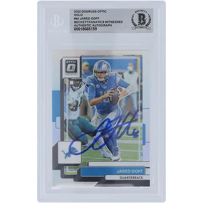 Jared Goff Detroit Lions Autographié 2022 Panini Donruss Optic Holo #64 Beckett Fanatics Witnessed Authenticated Card