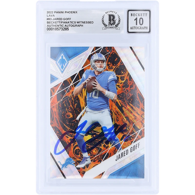 Jared Goff Detroit Lions Autographed 2022 Panini Phoenix Lava #83 #/175 Beckett Fanatics Witnessed Authenticated 10 Card 