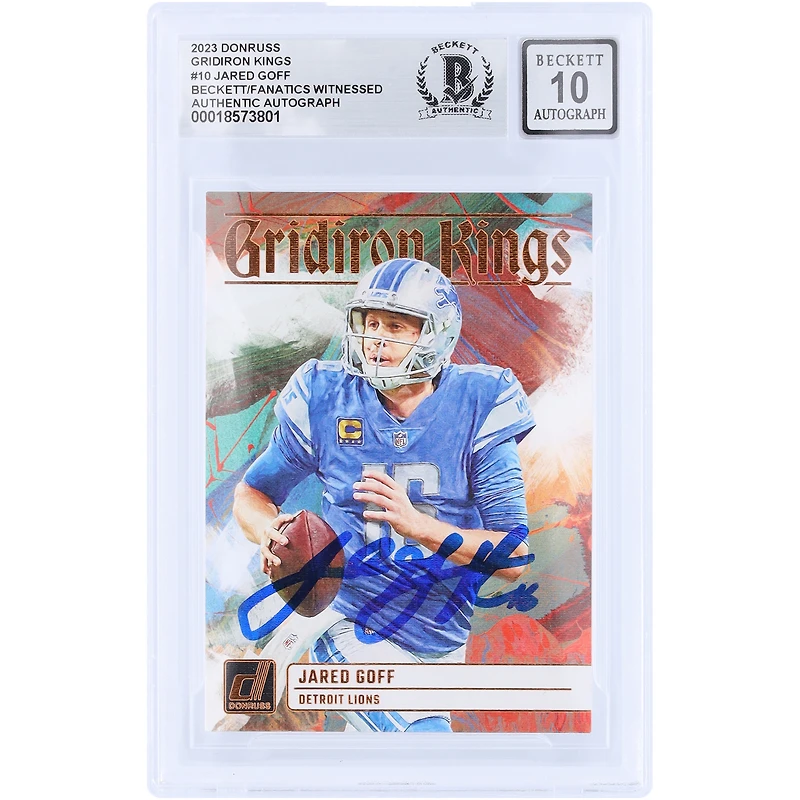 Jared Goff Detroit Lions Autographed 2023 Panini Donruss Gridiron Kings #GK-10 Beckett Fanatics Witnessed Authenticated 10 Card