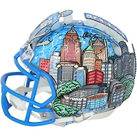 Casque miniature Riddell Speed ​​2024 autographié par Jared Goff (Detroit Lions) - Illustration de Charles Fazzino - WN55916216