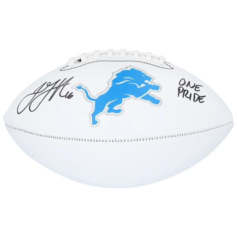 Ballon de football Franklin White Panel autographié par Jared Goff des Lions de Détroit avec l'inscription « One Pride »