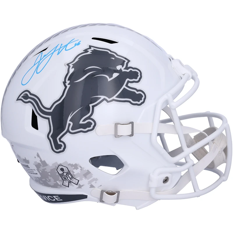 Casque réplique autographié Riddell 2024 Salute to Service Speed ​​des Detroit Lions par Jared Goff
