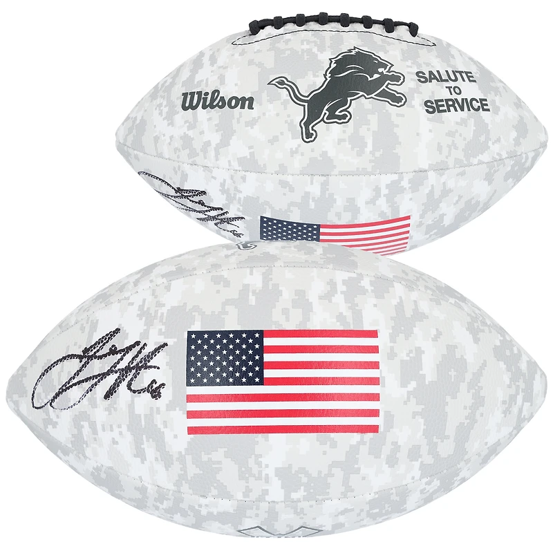 Ballon de football Wilson autographié par Jared Goff des Lions de Détroit en hommage au service 2024
