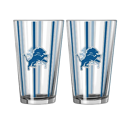 Ensemble de deux verres à bière rayés de 473 ml (16 oz) Logo Brands Detroit Lions