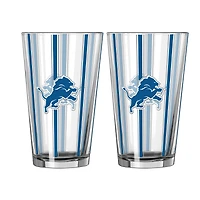 Ensemble de deux verres à bière rayés de 473 ml (16 oz) Logo Brands Detroit Lions