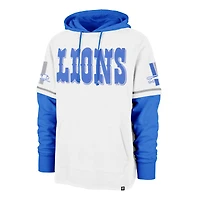 Men's '47  White Detroit Lions Throwback Shortstop Pullover Hoodie