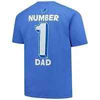 T-shirt Fanatics bleu Detroit Lions pour homme, grand et grand, numéro un, papa