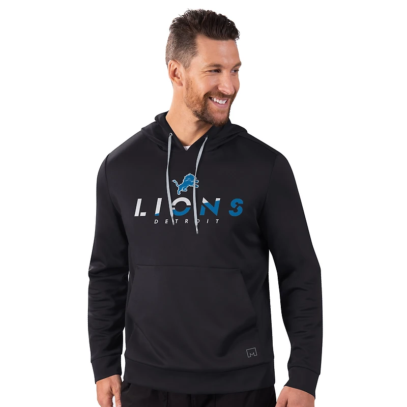 Men's MSX by Michael Strahan Black Detroit Lions Performance Pullover Hoodie