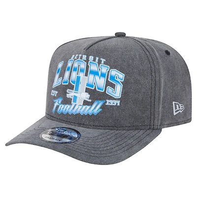Men's New Era Black Detroit Lions Throwback Washed A-Frame 9FIFTY Snapback Hat