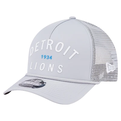 Men's New Era  Gray Detroit Lions Active Minimalist M-Crown A-Frame 9FORTY Adjustable Hat